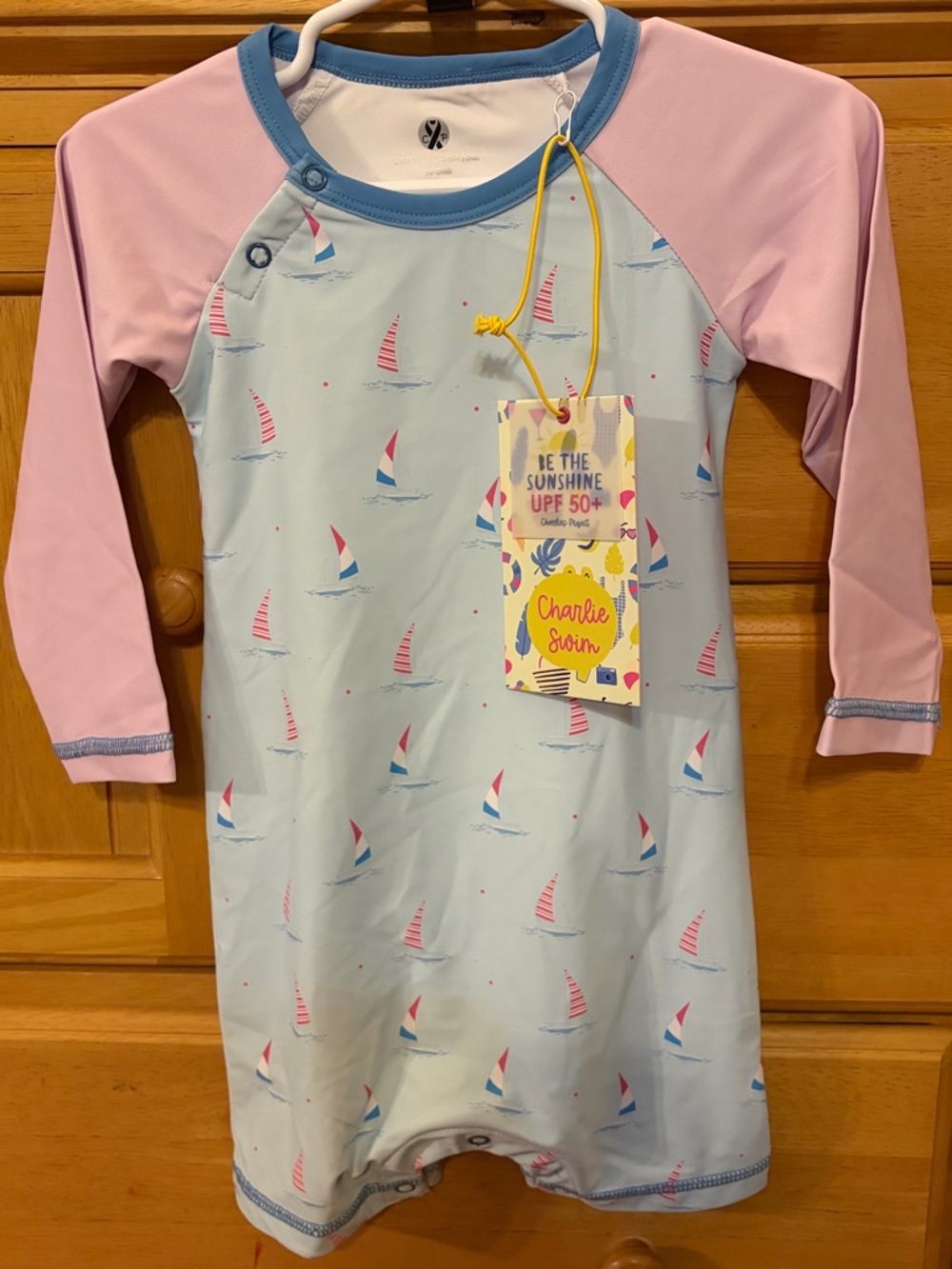 Charlie's Project Boys One Piece Sailboat Print Rash Guard Size 18-24 Months New